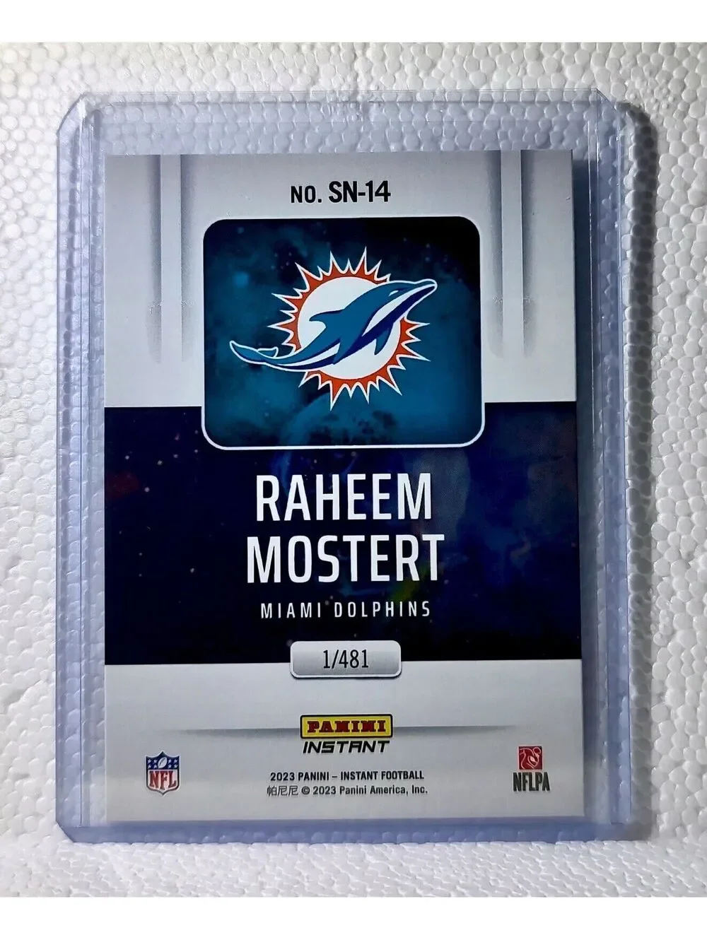 Raheem Mostert 2023 Panini NFL #14 Supernova Football Card Miami Dolphins 1/481